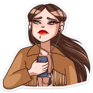 🎧 e1d5714d woman, music, portrait, smartphone, fashion, cartoon telegram sticker