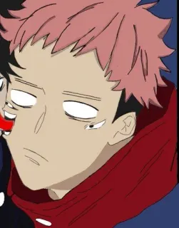 🤍 96e1c7f0 Yuji Itadori Jujutsu Kaisen anime, mangá, cansado, exausto, desenho animado, personagem telegram sticker