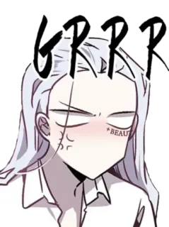 🤨 68efb38e GRRR Anime, Boos, Grrr, Manga, Personage, Portret, Wit haar telegram sticker