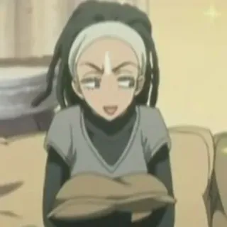 😅 fa2f51f0 アニメ, 女の子, 座る, 漫画, 帽子 telegram sticker