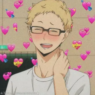 💘 65a066bc Kei Tsukishima Haikyuu!! anime, haikyuu, kei tsukishima, heart, cute whatsapp sticker