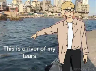 🙃 f1d92812 This is a river of my tears sad, tears, river, emotional, anime style whatsapp sticker