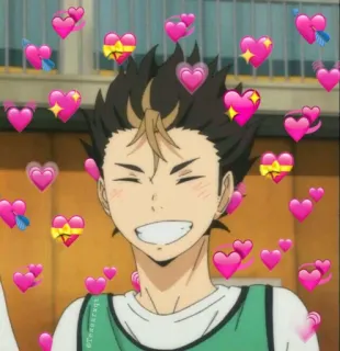 😁 f6526c7d Nishinoya Yu Haikyuu!! anime, Haikyuu!!, Nishinoya Yu, hearts, happy whatsapp sticker
