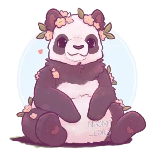 🐼 2c4796ba NAOMI_LORD Panda, Animale, Fiori, Carino, Orso, Kawaii telegram sticker