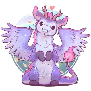 💜 3a7a1709 NAOMI _LORD drago, carino, cartone animato, ali, fantasy, scintille telegram sticker