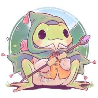 🪄 5318668f NAOMI _LORD rana, mago, stregone, fantasy, carino, animale, adesivo telegram sticker