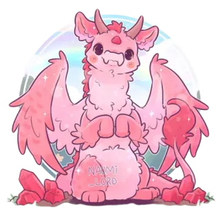 💖 cd3e1a4a NAOMI_LORD drago, rosa, carino, fantasy, creatura, kawaii telegram sticker