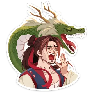 ⭐ c8fb3ae1 мужчина, дракон, злой, фэнтези, мифическое существо, аниме, мультфильм telegram sticker