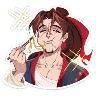 ⭐ d5896ad2 мужчина, еда, лапша, лапша, азиатская еда, палочки для еды, портрет telegram sticker