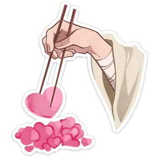 ⭐ d92937ff сердце, палочки для еды, любовь, розовый, еда, каваий telegram sticker