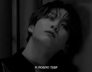 🌟 dc55bff8 Я ЛЮБЛЮ ТЕБЯ kpop, cinta, idola, hitam putih, romantis telegram sticker