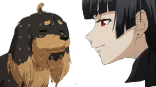 ❄ 77e86640 аниме, манга, собака, улыбается, персонаж, женщина telegram sticker