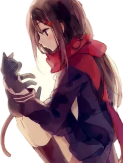 ❄ a9f96397 Аниме, Кот, Девочка, Милый, Шарф, Кавай telegram sticker