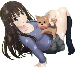 ❄ fb2807b1 Аниме, Девочка, Собака, Йоркширский терьер, Милый, Каваий, Мультфильм telegram sticker