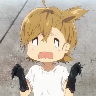 🍬 a66af5dd 动漫, 角色, 哭, 手套, 难过, 卡通 whatsapp sticker