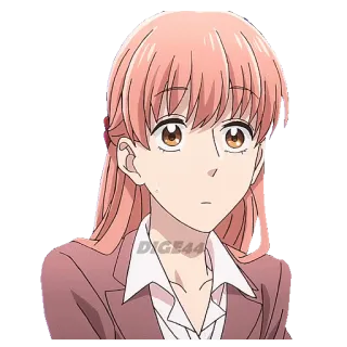 😯 612819b2 Anime, Mädchen, Frau, Porträt, Cartoon, pinke Haare telegram sticker