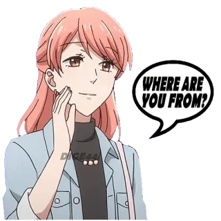 🏴 d1efeb8d WHERE ARE YOU FROM? Anime, Frage, Dialog, Gruß, Gespräch, Ursprung telegram sticker