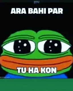 🤔 11c9ec21 Pepe the Frog ARA BAHI PAR
TU HA KON Meme, Grenouille, Pepe, Ara, Bahi, Kon telegram sticker