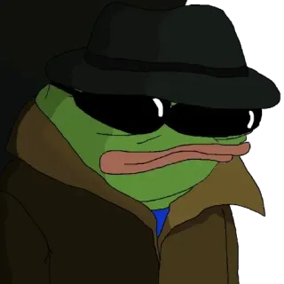 😎 8b575b57 Pepe the Frog Mème, Pepe, Grenouille, Chapeau, Lunettes de soleil telegram sticker
