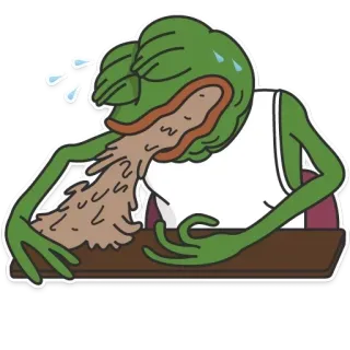 🤢 dfc92a8b Pepe the Frog Pepe la grenouille, malade, vomissement, grenouille, mème telegram sticker