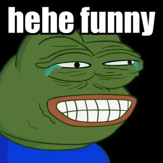 😂 e1a3b219 Pepe the Frog hehe funny Pepe, grenouille, mème, mème internet, drôle telegram sticker
