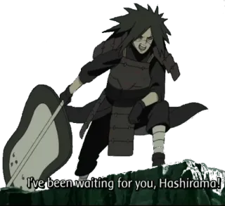 😏 d209567a Madara Uchiha Naruto I've been waiting for you, Hashirama! アニメ, 戦争, 剣, 戦い, バトル, 忍者 telegram sticker