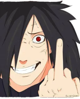🖕 82564c85 Madara Uchiha Naruto Madara, Uchiha, anime, middle finger, offensive, cartoon, Naruto whatsapp sticker