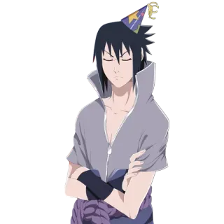 🎉 e425c9c8 Sasuke Naruto anime, party, birthday whatsapp sticker