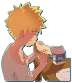 🍞 a88d575e 牛乳 anime, manga, eating, food, milk, character, illustration telegram sticker