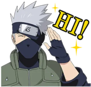 ✋ 7655297c Kakashi Naruto HI! Anime, Naruto, Kakashi, Gruß, Hallo, Winken telegram sticker