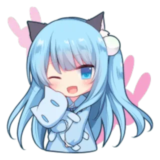 🙆 21731d1e Аниме, Кот, Каваий, Милый, Девочка, Чиби whatsapp sticker