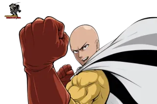 💪 56d6e3b0 Saitama One-Punch Man Сайтама, Ванпанчмен, Аниме, Манга, Герой, Лысый, Супергерой, Удар whatsapp sticker