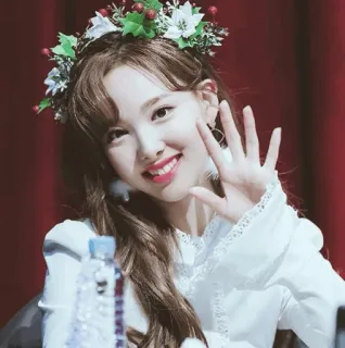 🗝 811c0c9c Nayeon Nayeon, K-pop, Twice, Idol, Cantante, Mujer, Corona de flores whatsapp sticker