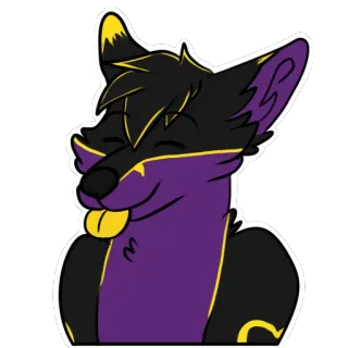 😋 edb1752d Furry, Serigala, Antropomorfik, Kartun, Ungu, Hitam, Kuning telegram sticker