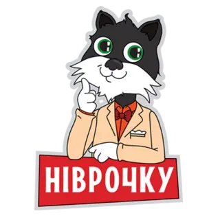 🤔 4f424402 НІВРОЧКУ kot, kreskówka, zwierzę, garnitur, ukraiński whatsapp sticker