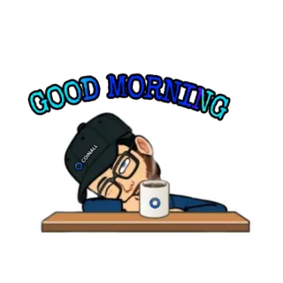 🤤 6c76e9cb GOOD MORNING goedemorgen, koffie, slaperig, cartoon, Bitmoji telegram sticker