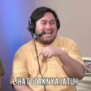 🤏 33289c38 LIHAT OTAKNYA JATUH смешной, мем, шутка, индонезийский, подкаст telegram sticker