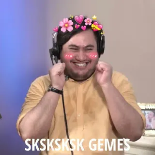 🤏 c082969a SKSKSKSK GEMES Венок из цветов, Сердечки, Улыбка, Мужчина, Гарнитура, Смешной telegram sticker