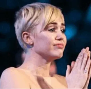 😭 dccb026d Miley Cyrus celebrità, persona, donna, cantante, applausi telegram sticker