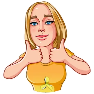 👍 a7552395 polegar para cima, mulher, positivo, loira, garota, aprovação telegram sticker