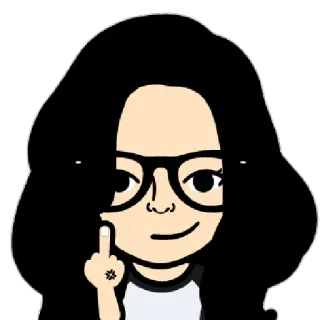 🖕 0941d0de middle finger, offensive gesture, cartoon, woman, glasses, avatar telegram sticker