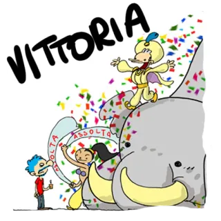 ✌️ a3096e6d VITTORIA
VOLTA
ASSOLTA Мультфильм, Слон, Конфетти, Праздник, Смешной, Победа telegram sticker