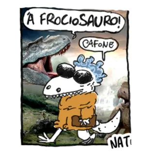 👨‍🦱 e0003610 A FROCIOSAURO! CAFFONE Мультфильм, Динозавр, Оскорбительный, Оскорбление, Обидный, Персонаж telegram sticker