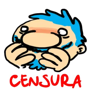 🤭 ef40cd40 CENSURA цензура, мультик, мужчина, синие волосы, красный текст telegram sticker