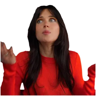 😱 3e9d5805 女人, 人, 深褐色头发, 惊喜, 问题, 困惑 telegram sticker