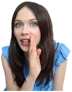 👀 e255ff86 女人, 耳语, 秘密, 八卦, 蓝色连衣裙 telegram sticker