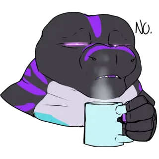 😬 15c3ccea NO 퍼리, 수인, 파충류, 공룡, 커피, 피곤한, 아침 telegram sticker
