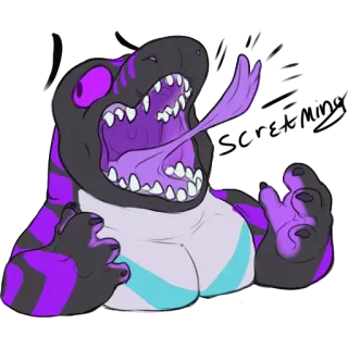 😱 4e0bf0c1 괴물, 만화, 생물, 동물, 보라색, 검은색, 털복숭이, 혀 telegram sticker