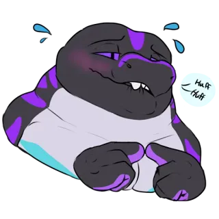 😳 aa854004 huff huff 만화, 포유류, 동물, 수줍음, 땀, 얼굴 붉힘 telegram sticker