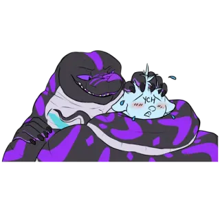 🤗 b80da1ca YCH 도마뱀, 괴물, 판타지, 파충류, 생물, 보라색 telegram sticker